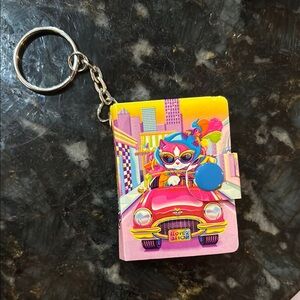 Vintage Lisa Frank Pink and Yellow Cat Keychain